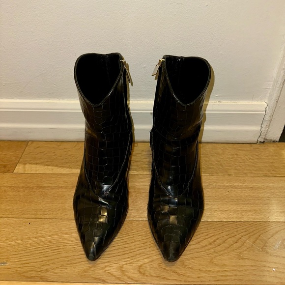 Tibi Black Croc Embossed Booties - Picture 8 of 10